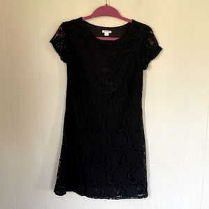 Xhiliration little black dress ~ crochet lace ~ lined ~ women’s sz Small